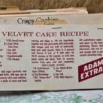 Adams Extract red velvet cake recipe card
