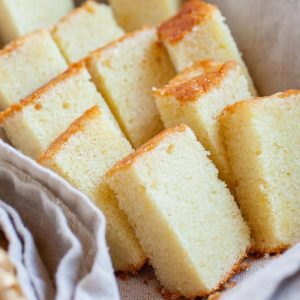slices over butter cake